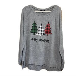 Modern Canvas Womens Long Sleeve Shirt Soft Merry Christmas Trees Sz…